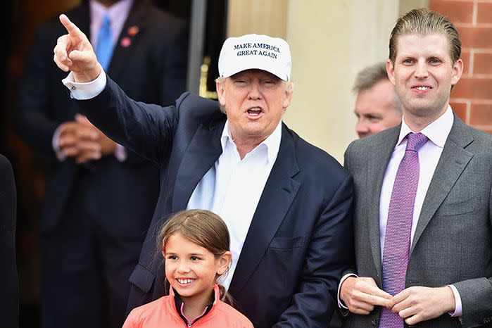 Eric Trump (right) and Jared Kushner, Ivanka's husband, are also both vice-presidents of the transition team. Image: Getty