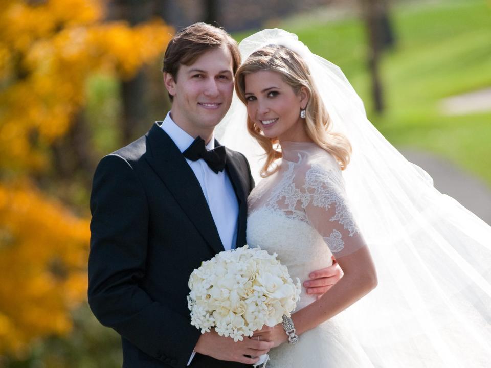 Ivanka Trump and Jared Kushner on their wedding day.