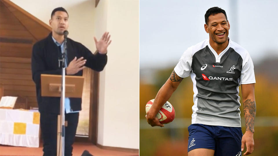 Israel Folau has criticised homosexuals in a new church sermon. Pic: 