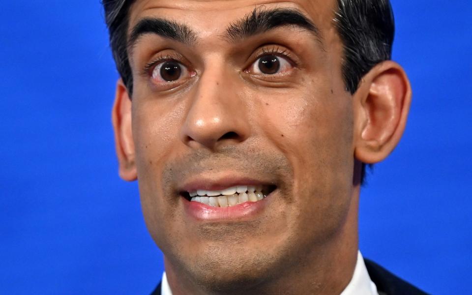 Britain's Chancellor of the Exchequer Rishi Sunak hosts a press conference in the Downing Street Briefing Room on February 3, 2022 - Justin Tallis/ Getty Images