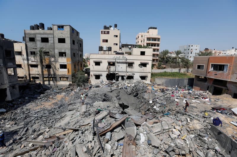 Palestinian house destroyed in an Israeli air strike, amid Israel-Gaza fighting