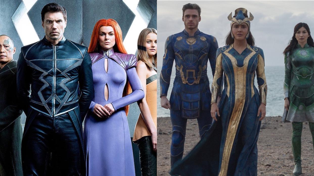  Side-by-side pictures of the MCU's Inhumans and Eternals teams. 