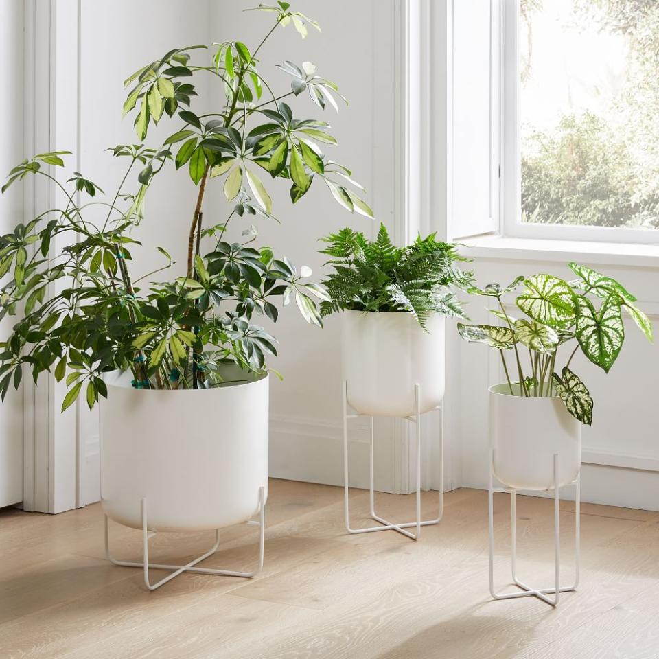 26) Spun Metal Standing Planters