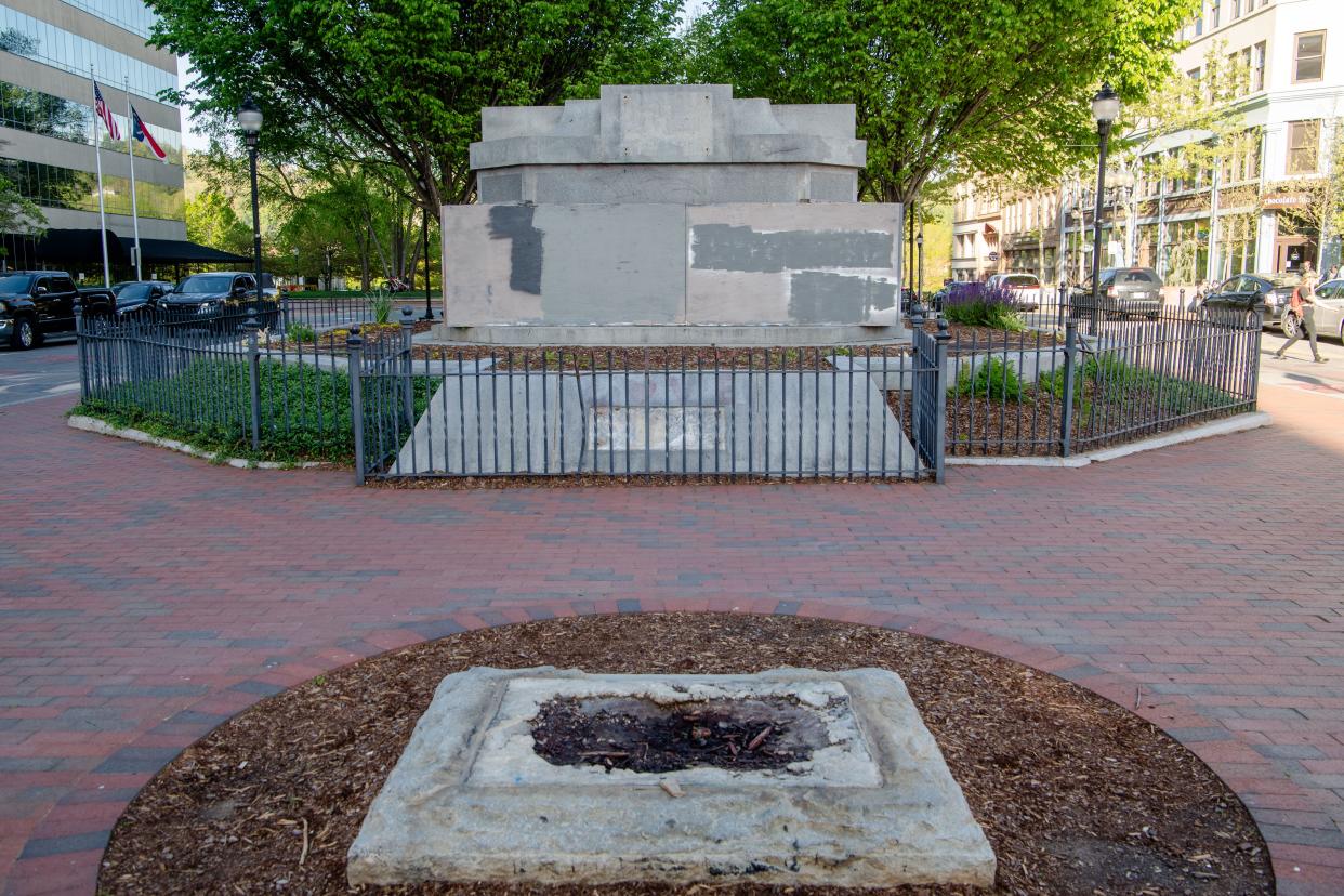 The final stages of dismantling the Vance Monument were set to resume. Now a new case is calling for it to stop.