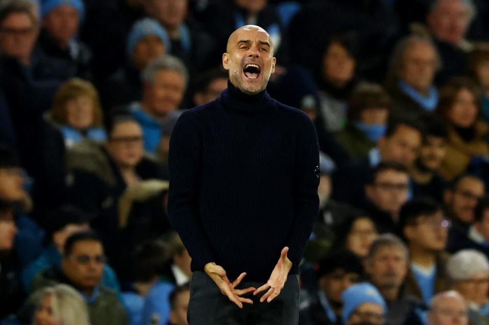 Pep Guardiola was a picture of frustration on the sideline at points (Reuters)