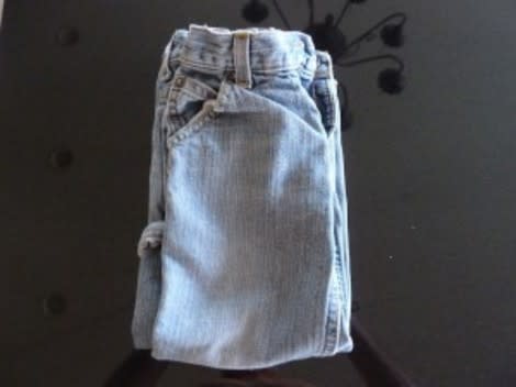 My attempt at Caroline's pant-folding method