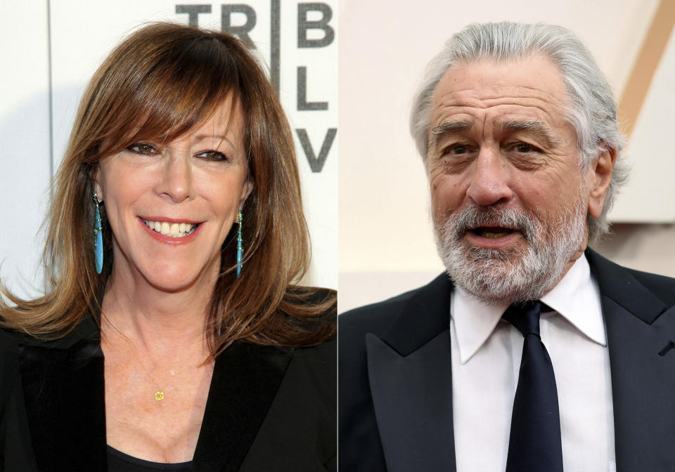 Jane Rosenthal attends the world premiere screening of "All We Had", during the 2016 Tribeca Film Festival, in New York on April 15, 2016, left, and Robert De Niro appears at the Oscars in Los Angeles on Feb. 9, 2020. Rosenthal and De Niro are cofounders of the Tribeca Film Festival. The 20th Tribeca Festival kicks off Wednesday. (Photo by Andy Kropa/Invision/AP)