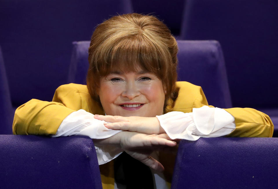 Susan Boyle at the SEC Armadillo in Glasgow to promote her "Ten Tour", after she astonished the judges and audience at Britain's Got Talent during an audition at the Armadillo ten years ago. The tour starts on 4th March when she returns to the venue. (Photo by Andrew Milligan/PA Images via Getty Images)