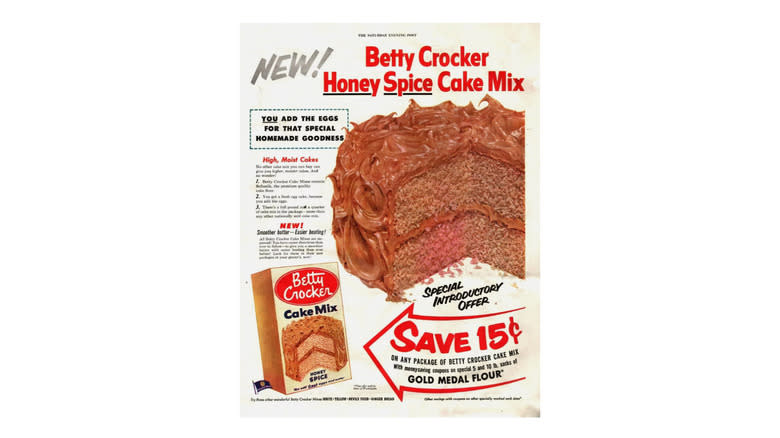 Ad for Betty Crocker Honey Spice Cake Mix from 1950s
