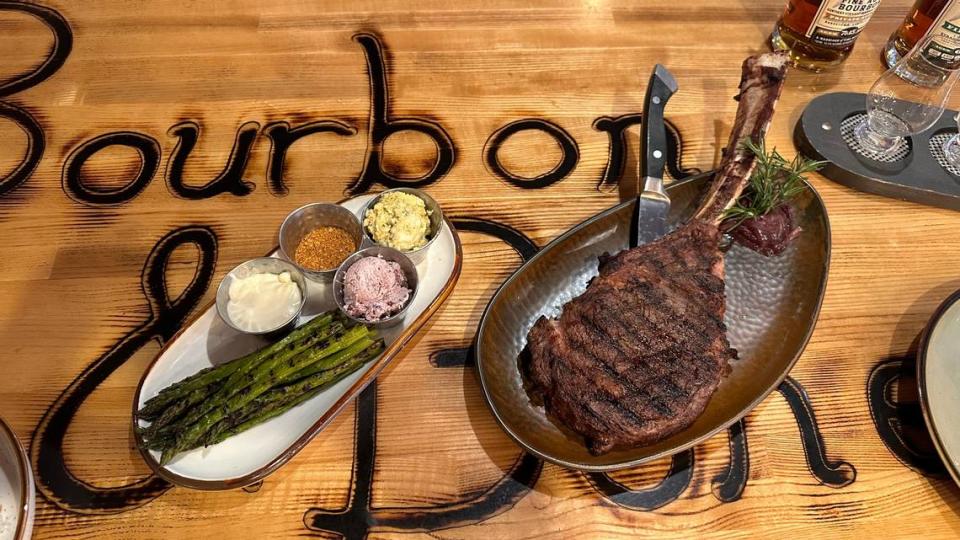 B & B Chophouse and Market, 8205 Natures Way, Lakewood Ranch, serves a Jack’s Creek Australian Wagyu seak so large that the sides have to go on separate plate.