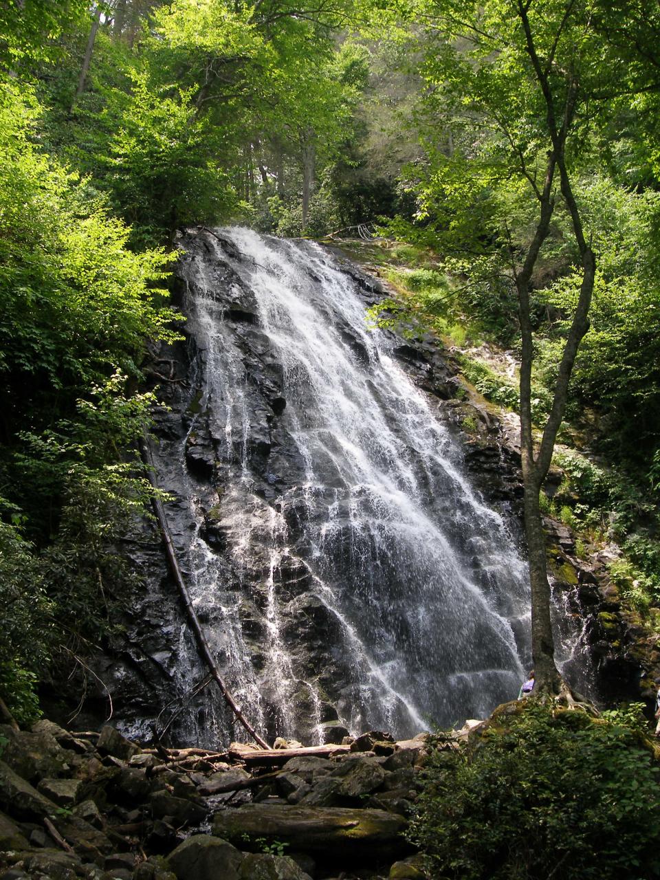 Crabtree Falls is a popular hiking destination off the Blue Ridge Parkway a little more than an hour’s drive north of Asheville.