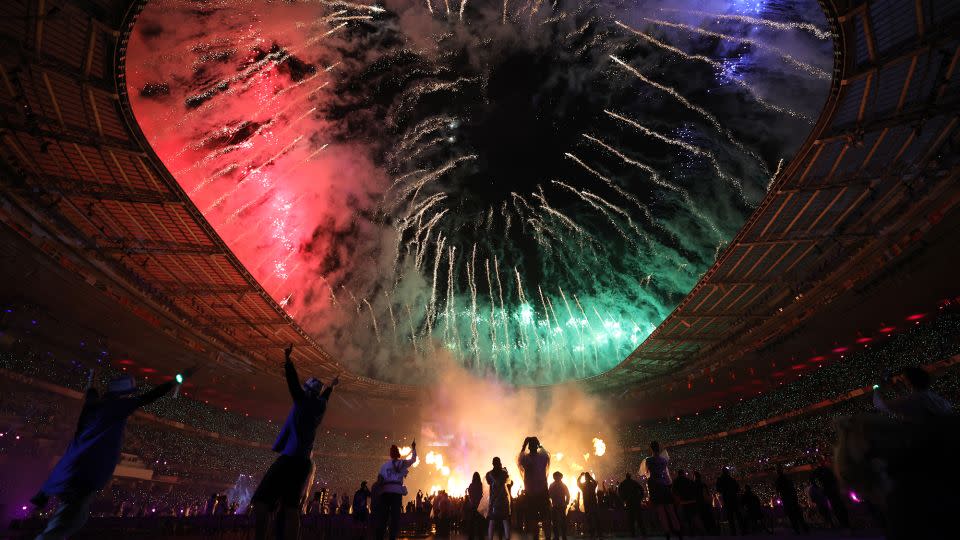 Fireworks on the roof of the Stade de France. - Thibaud Moritz/AFP/Getty Images