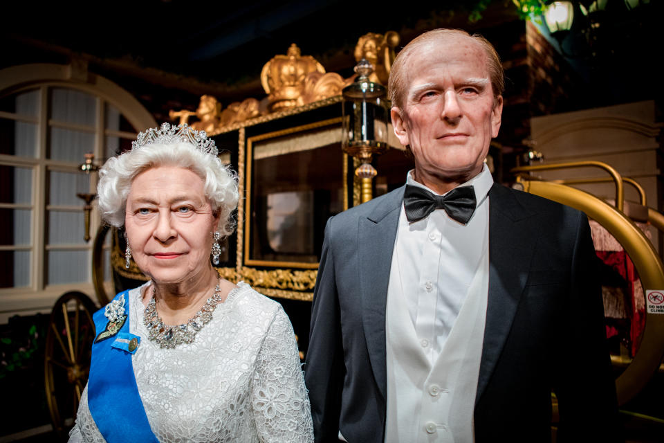 Queen Elizabeth II and Prince Philip waxwork
