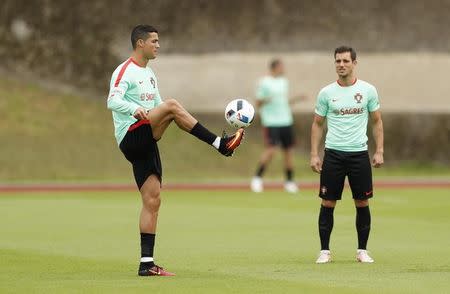 Football Soccer - Euro 2016 - Portugal Training - Centre National de Rugby, Marcoussis, France - 28/6/16 - Portugal's Cristiano Ronaldo during training. REUTERS/John Sibley