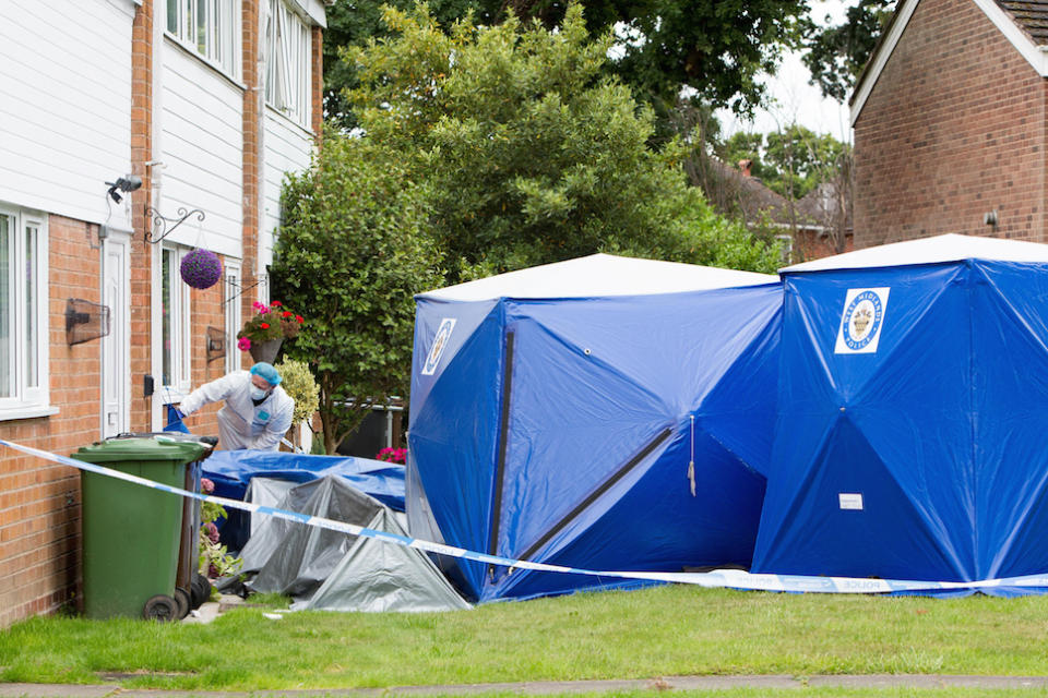 Police & forensics officers at the scene of the murders in Solihull in August (Picture: PA)