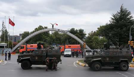 Members of the police special forces stand guard in front of the Air Force Academy in Istanbul, Turkey, July 18, 2016. REUTERS/Huseyin Aldemir/File Photo