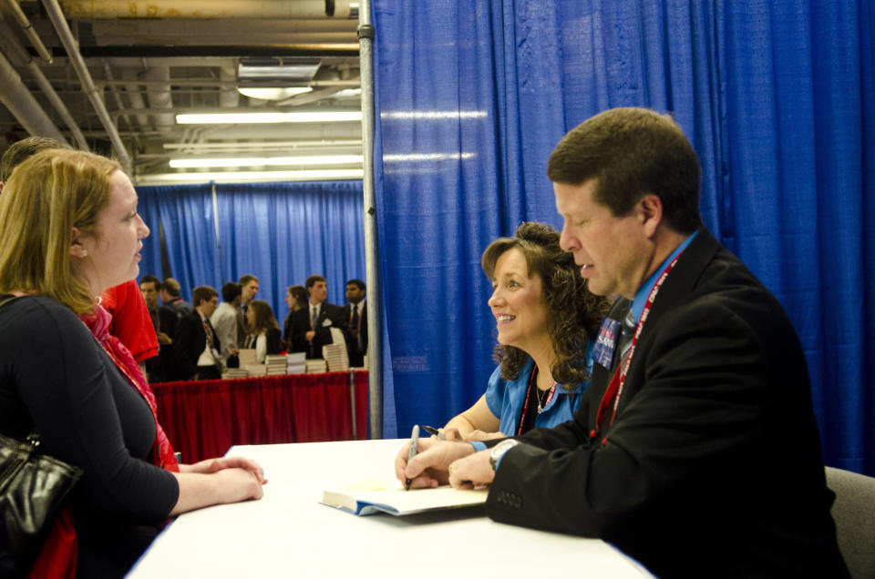 WASHINGTON, DC - FEBRUARY 10: Michelle Duggar and Jim Bob Duggar promote  their book 'A Love That Multiplies' during the Conservative Political Action Conference (CPAC) at the Marriott Wardman Park on February 10, 2012 in Washington, DC. (Photo by Kris Connor/Getty Images)