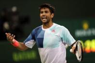 Tennis - Qatar Open - Men's singles semi-finals - Fernando Verdasco of Spain v Novak Djokovic of Serbia - Doha, Qatar - 6/1/2017 - Verdasco reacts. REUTERS/Ibraheem Al Omari