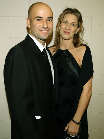 <p>Kevin Mazur/WireImage</p> Andre Agassi & Steffi Graf