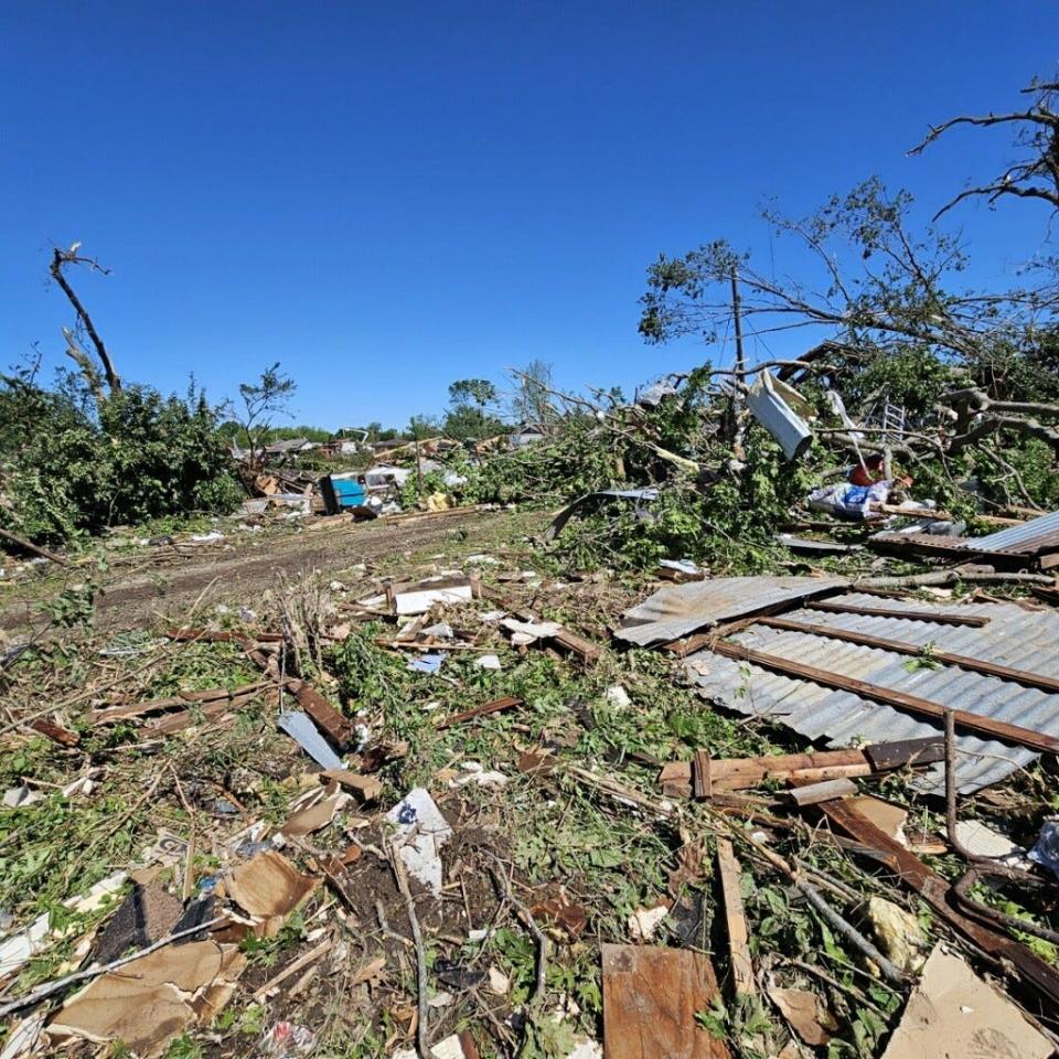 The remains of Wayne Hogue's Barnsdall home after an EF4 tornado ripped through the city on May 6. The body of the 81-year-old man was recovered Saturday.