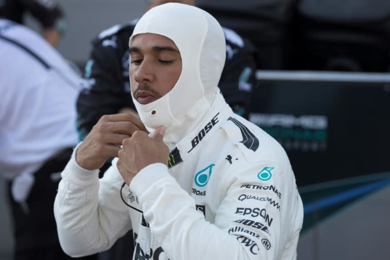 Mercedes driver Lewis Hamilton pictured in the pits during the Azerbaijan Grand Prix in Baku on June 25, 2017