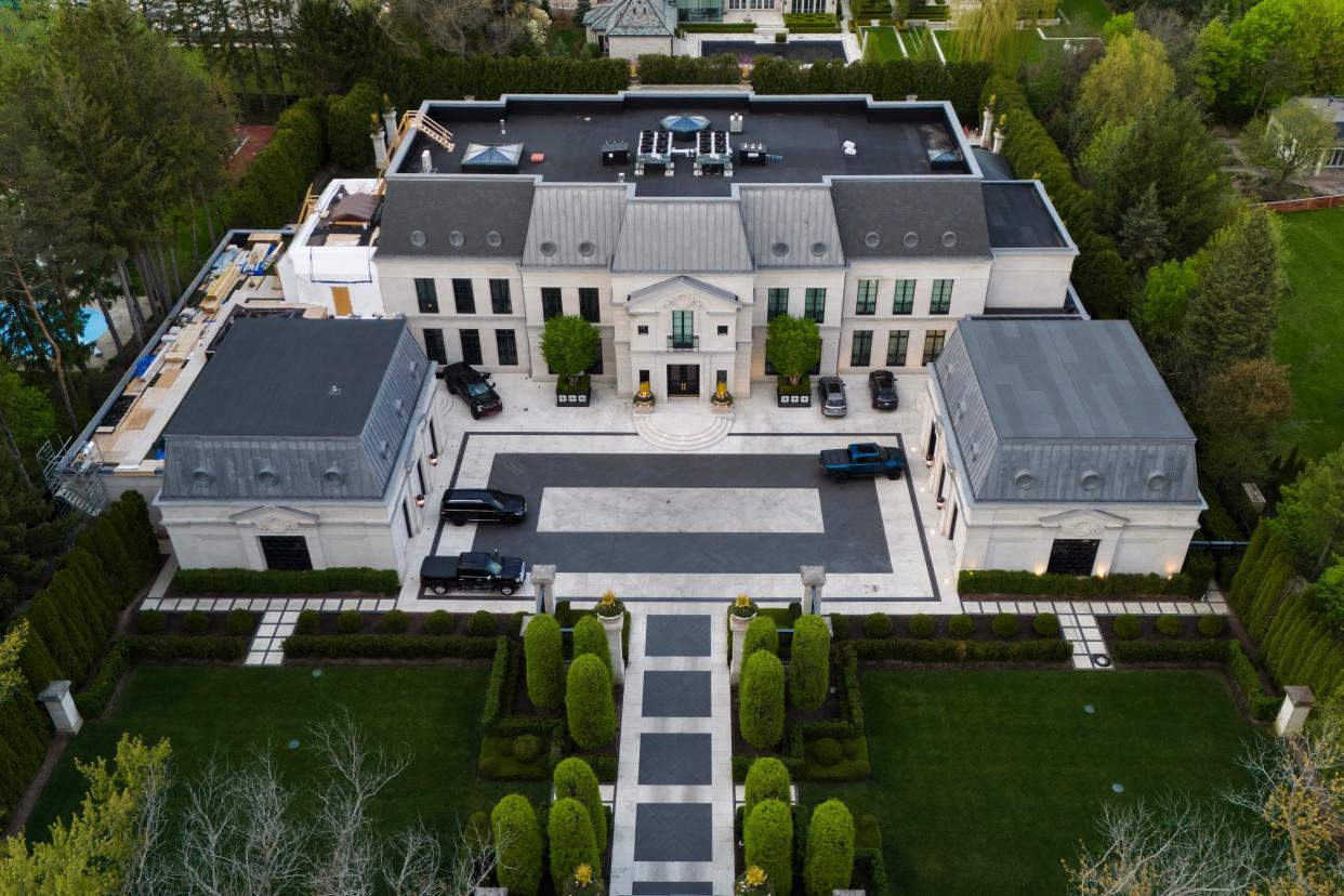 An aerial view shows the home of Canadian rapper Drake in Toronto, Canada, on May 7, 2023. An individual was apprehended by police Wednesday afternoon after attempting to gain access to the rap star's home.