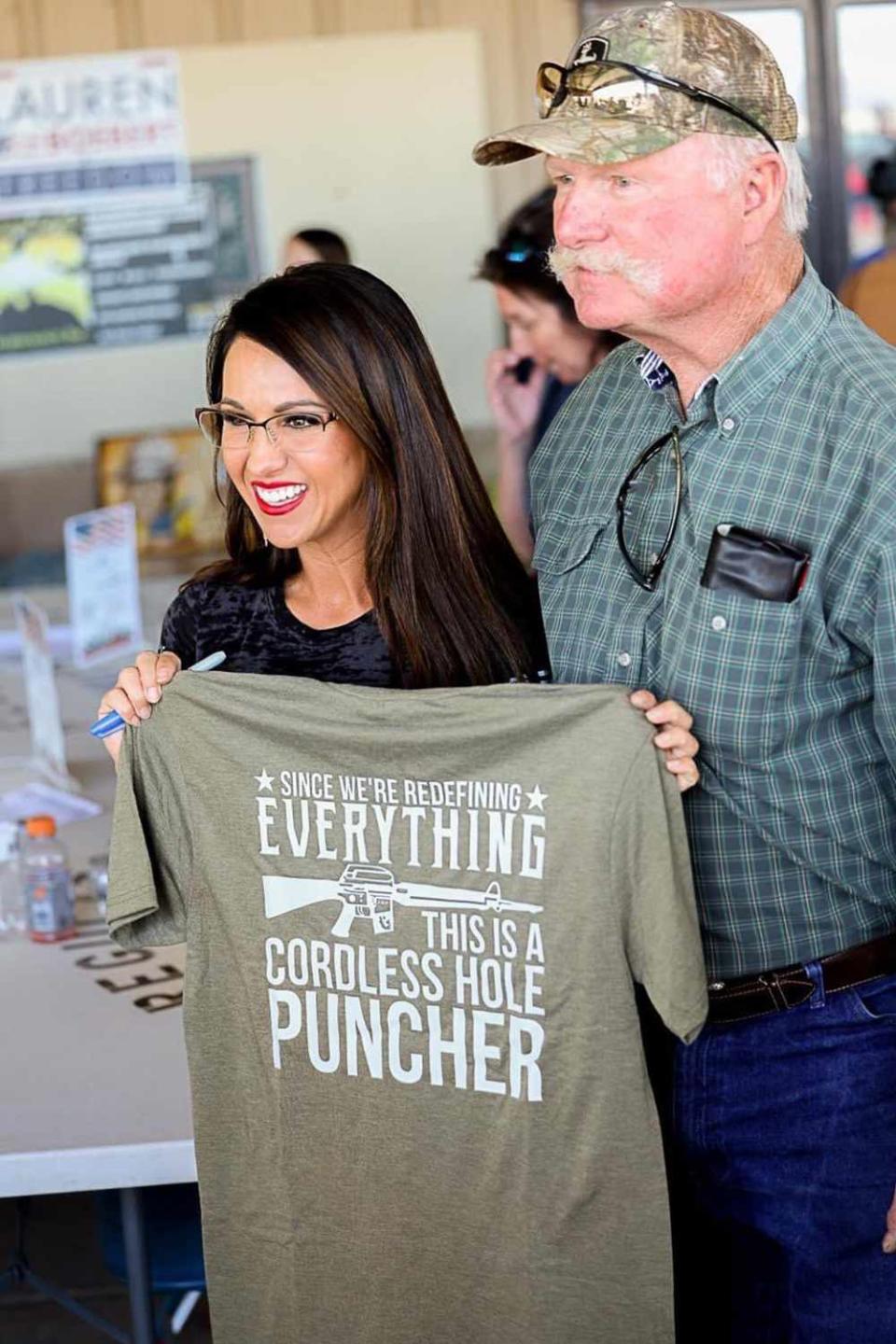 Lauren Boebert Poses with T-Shirt Calling AR-15 'Cordless Hole Puncher ...