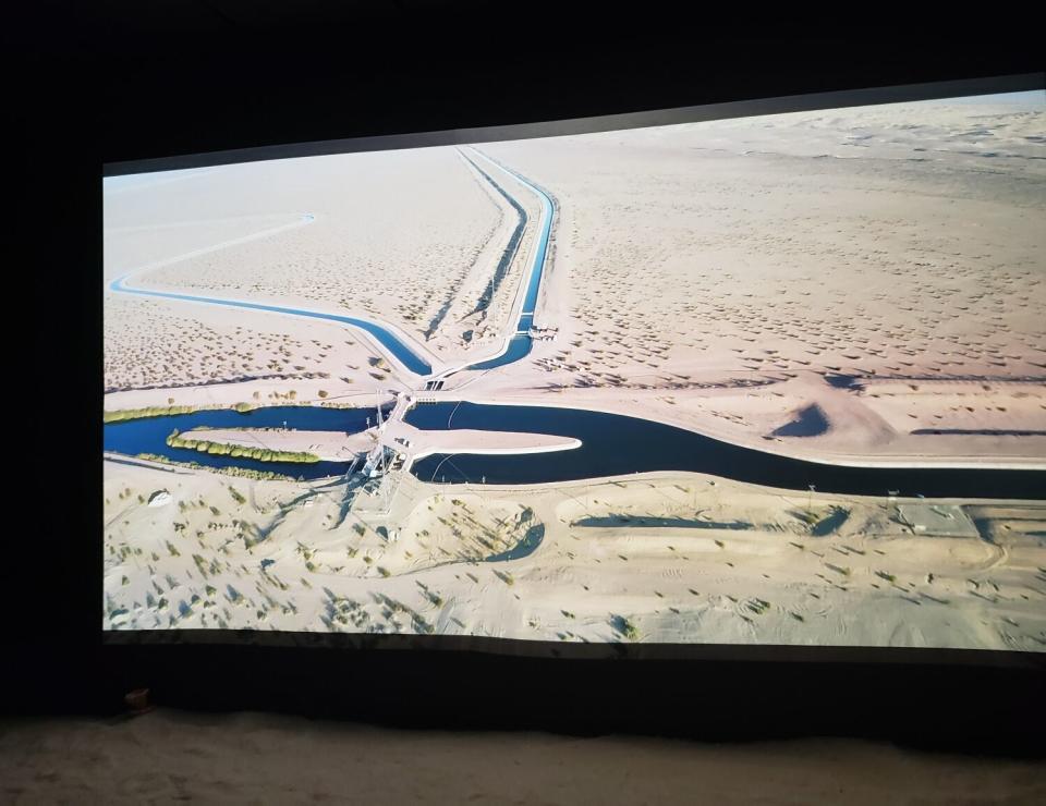 A film projection of the pathways of the Colorado River.