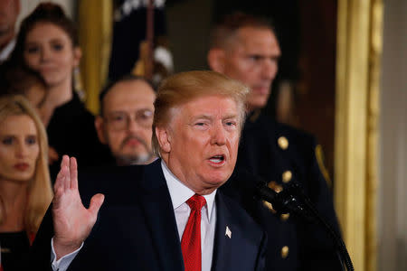 U.S. President Donald Trump speaks about administration plans to combat the nation's opioid crisis in the East Room of the White House in Washington, U.S., October 26, 2017. REUTERS/Carlos Barria