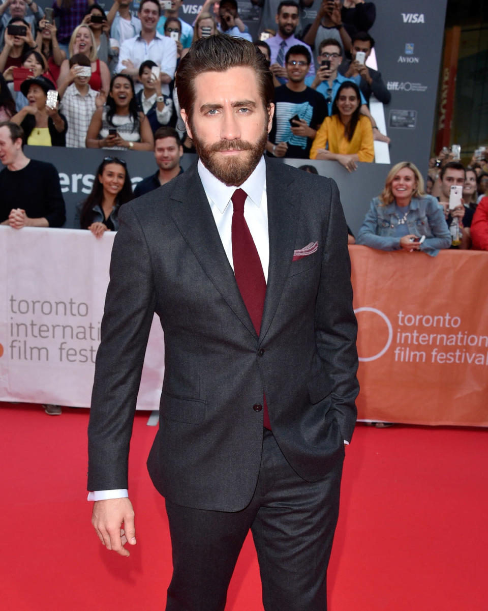 Jake Gyllenhaal: The “Demolition” actor gives his best smouldering stare in a snazzy dark grey suit. Haaayyyyyy. 