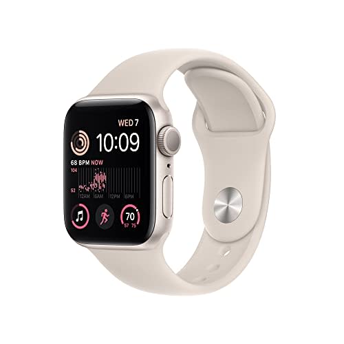 Apple Watch SE (2nd Gen) [GPS 40mm] Smart Watch w/Starlight Aluminum Case & Starlight Sport Ban…