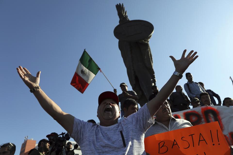 Protesters in Tijuana chant ‘Out!’ at Central American migrants