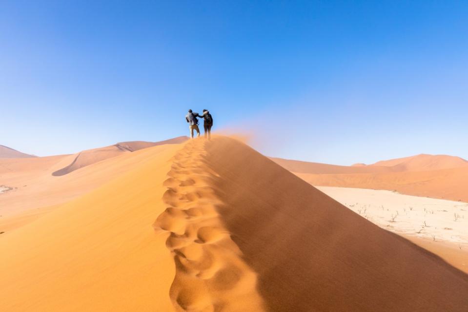 The dunes (above) are a popular destination for travelers. The tourism ministry is contemplating blacklisting the nude culprits from Namibia’s parks. Gunter – stock.adobe.com