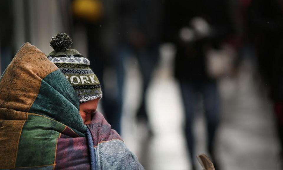 A homeless man in Manhattan. The proposed shelter would provide housing for 150 people. 