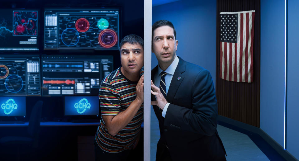 David Schwimmer plays NSA agent Jerry Bernstein in the series while Nick Mohammed stars as Joseph Harries. (Sky UK)