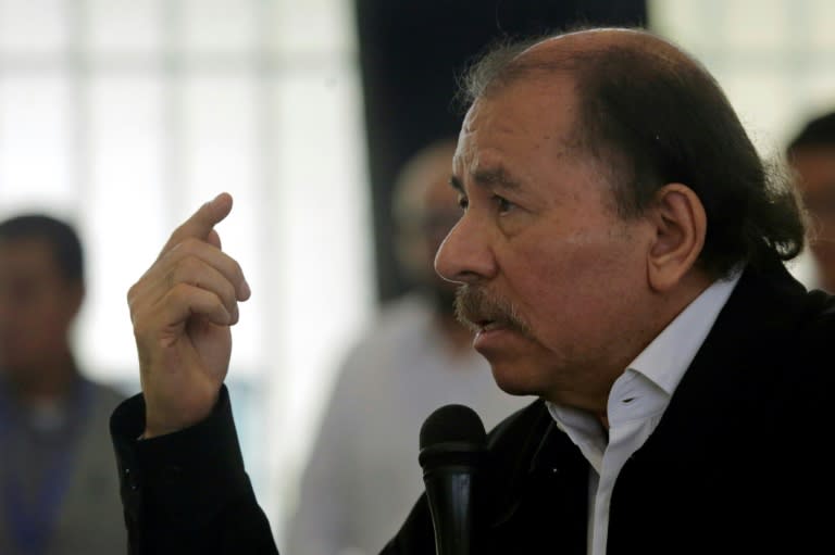 Nicaraguan President Daniel Ortega speaks during the "national dialogue" aimed at quellin a month of anti-government unrest -- the worst he has faced in his past 11 years as president