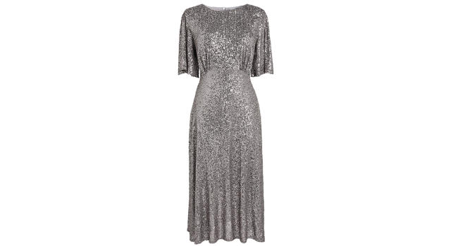 Boutique Lara Stripe Sequin Midi Party Dress