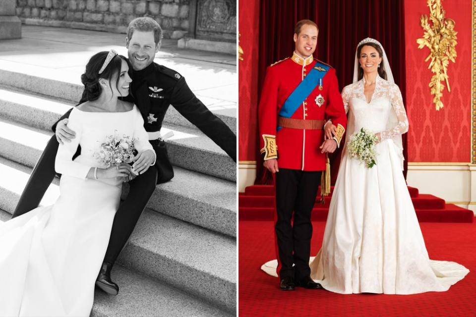 Prince Harry and Meghan Markle; Prince William and Kate Middleton