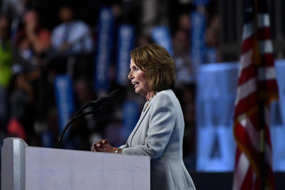 Pelosi speaks during the Democratic National Convention in Philadelphia on July 28, 2016.