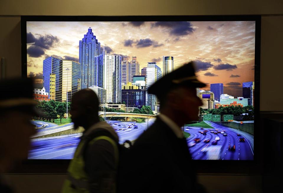 An image of the downtown skyline hangs in Hartsfield-Jackson Atlanta International Airport in Atlanta, Ga. on Nov. 22, 2017. 