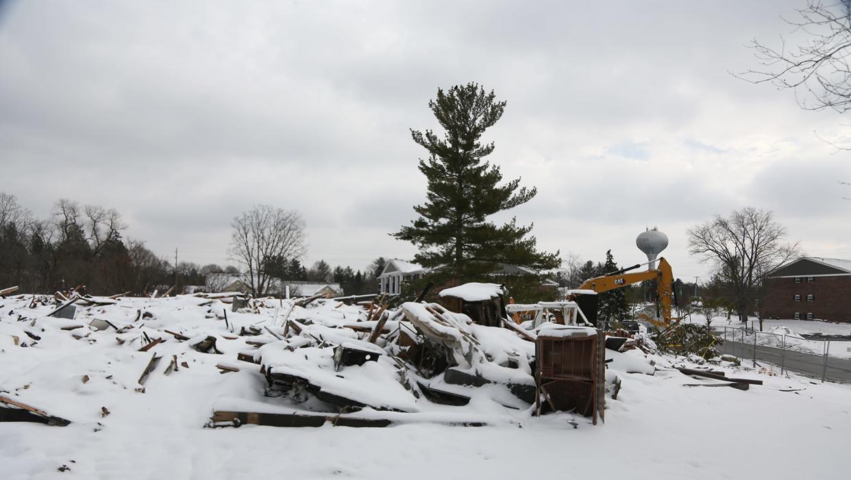 The aftermath of the Knob Hill Apartments fire seen Tuesday, Dec. 27, 2022.