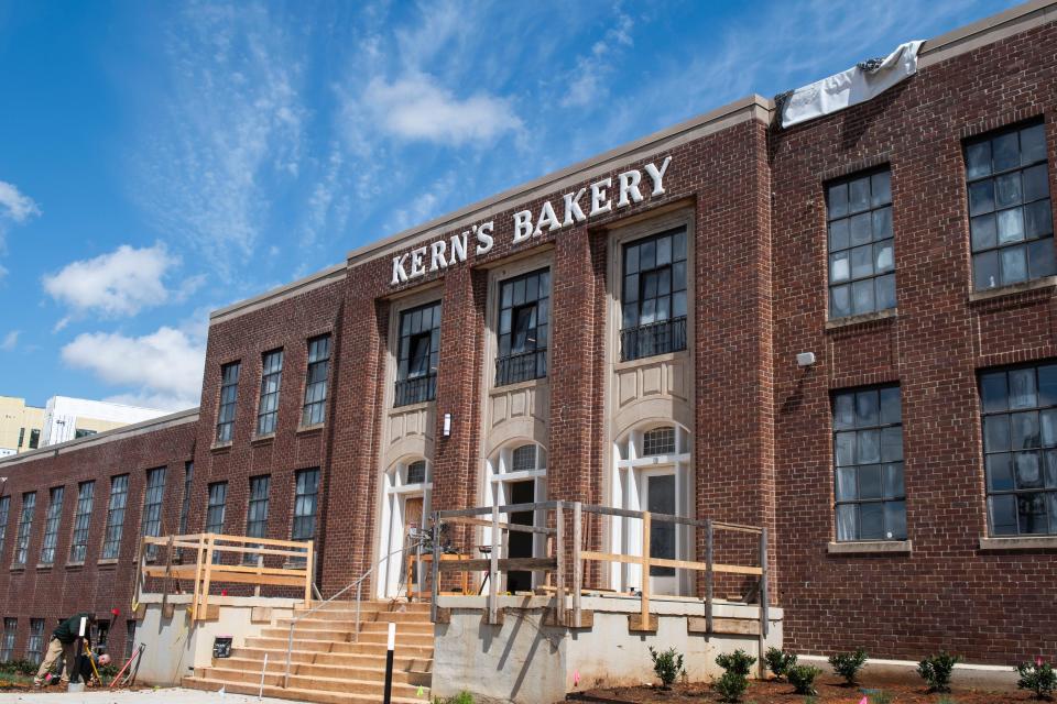 The front of the former Kern's Bakery appears mostly untouched from Chapman Highway, but it's a different story inside, where developers have been working for five years to build a dining and shopping experience across 70,000 square feet. Kern's Food Hall will be Knoxville's second food hall when it opens April 13.