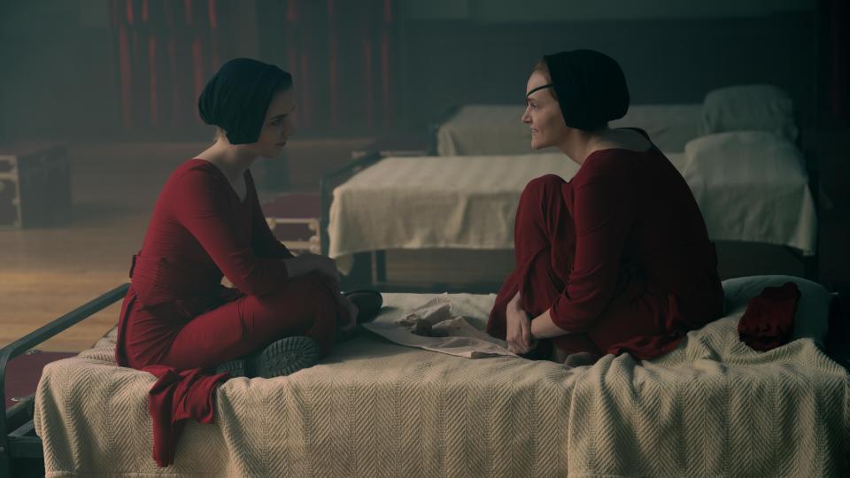 Mckenna Grace and Madeline Brewer in The Handmaid's Tale season 5