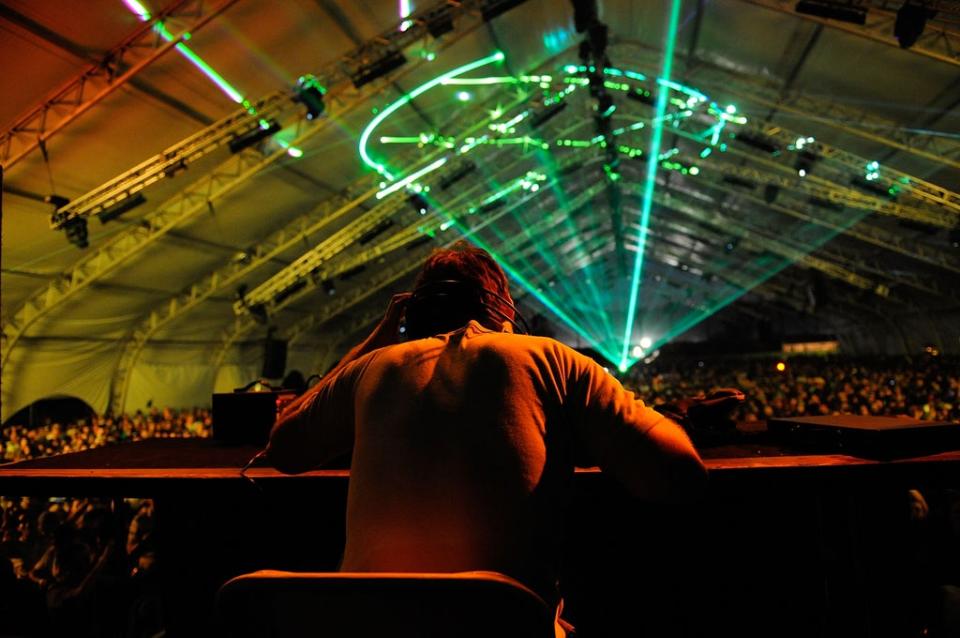 An Aphex Twin set at Coachella, 2008 (Getty)