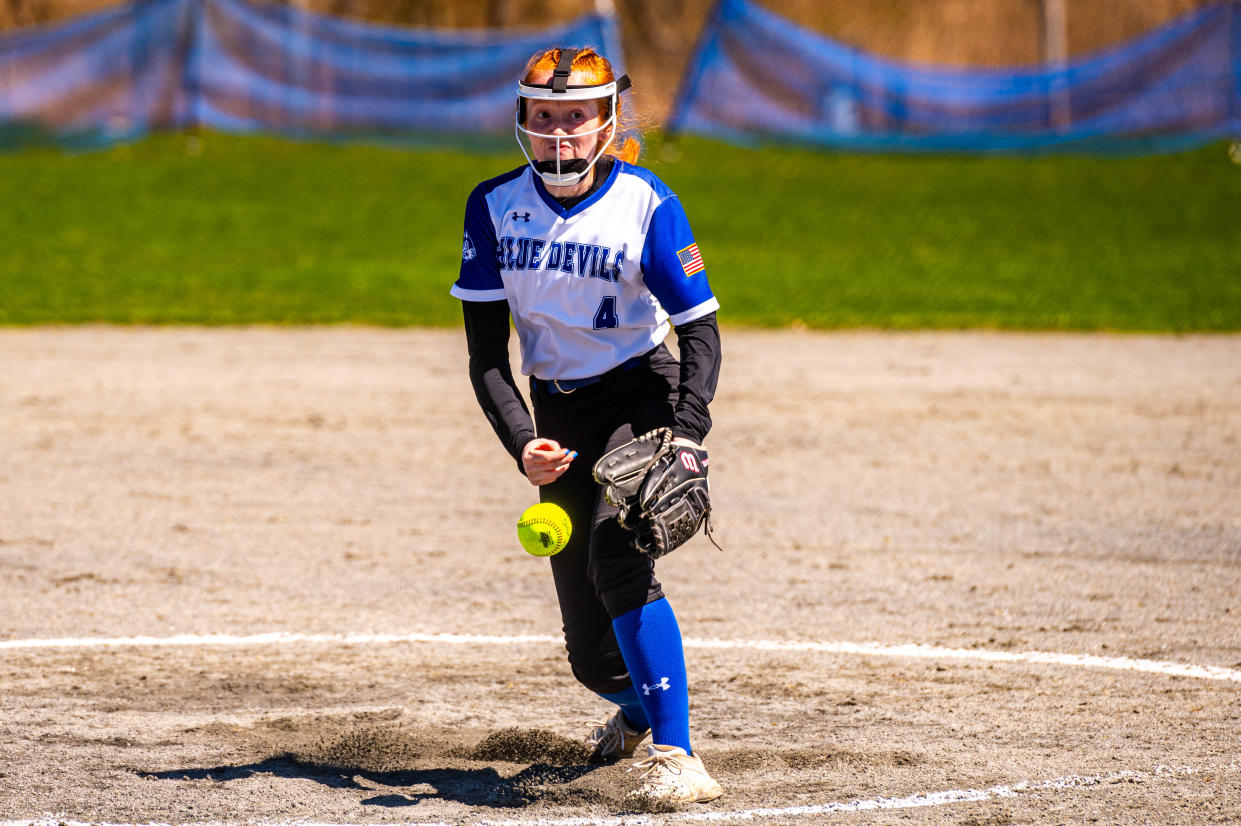 Fairhaven's Arden Bradshaw fires to the plate.