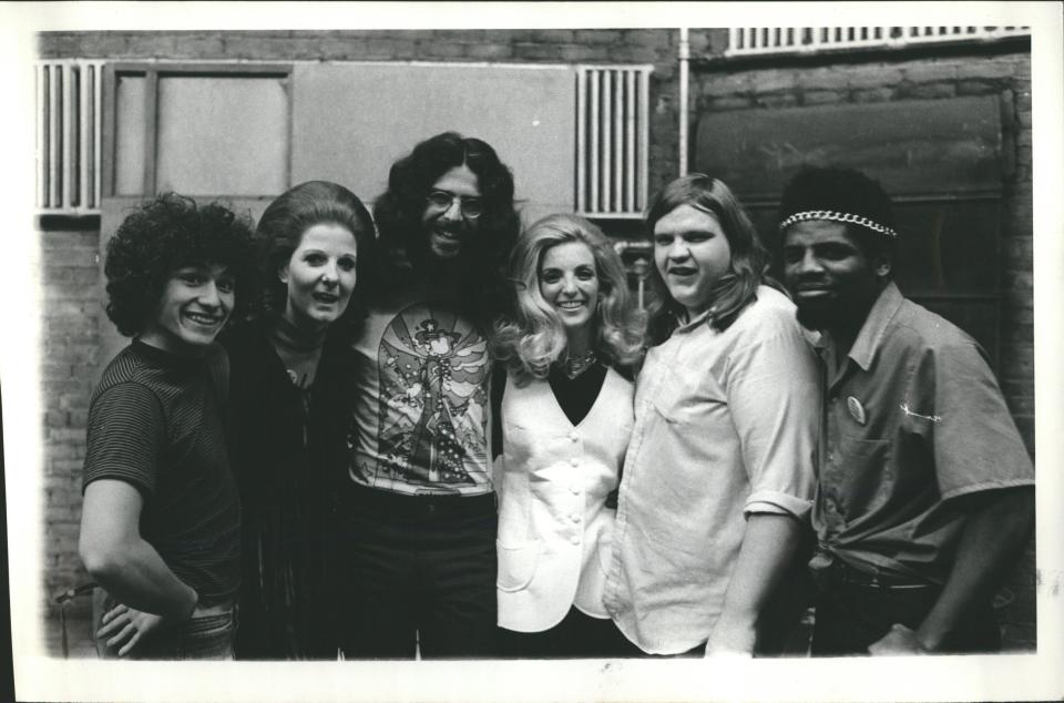 Meat Loaf, second from right, with fellow "Hair" cast members in Detroit in 1970.