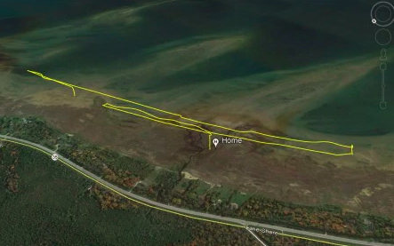 The drone's trajectory before its fatal battle.  / Credit: Michigan Department of Environment, Great Lakes, and Energy (EGLE)