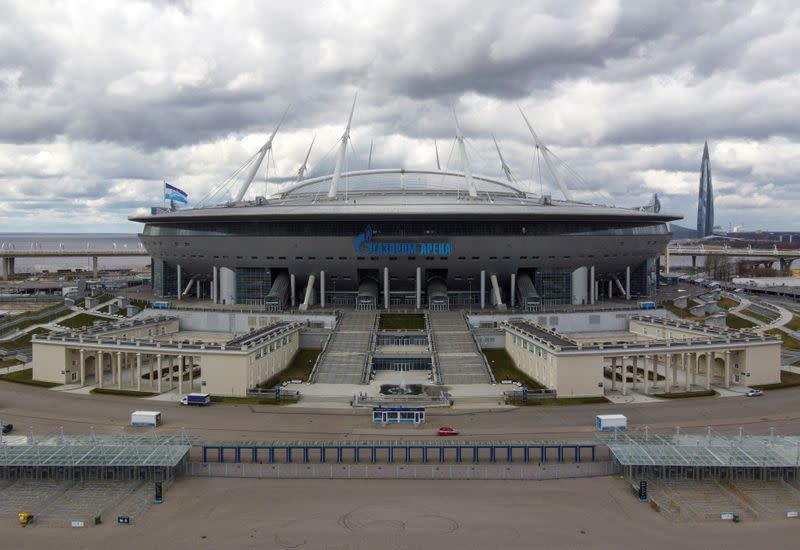 A view shows the Gazprom Arena soccer stadium, one of the host venues for the Euro 2020 tournament, in Saint Petersburg