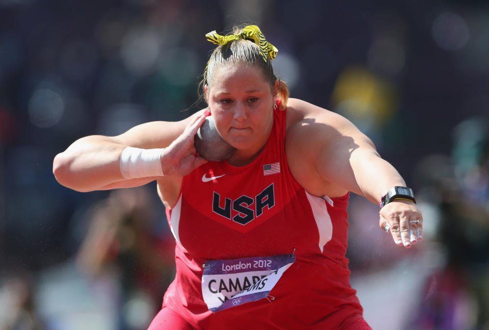 <b>Jillian Camarena-Williams</b><br> U.S. Women's Shot Put champ Camarena-Williams explains her distinctive hair accessory: "My Grandma always wanted me to be known as the thrower who had something that she always wore. So she said, 'You should wear a yellow ribbon'. She passed away about two years ago and ever since then, every competition, it's in my hair." (Photo by Alexander Hassenstein/Getty Images)