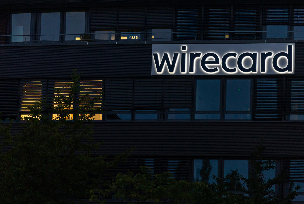 20 July 2020, Bavaria, Aschheim: The Wirecard logo can be seen at the headquarters of the payment service provider in Aschbeim near Munich. Photo: Peter Kneffel/dpa (Photo by Peter Kneffel/picture alliance via Getty Images)